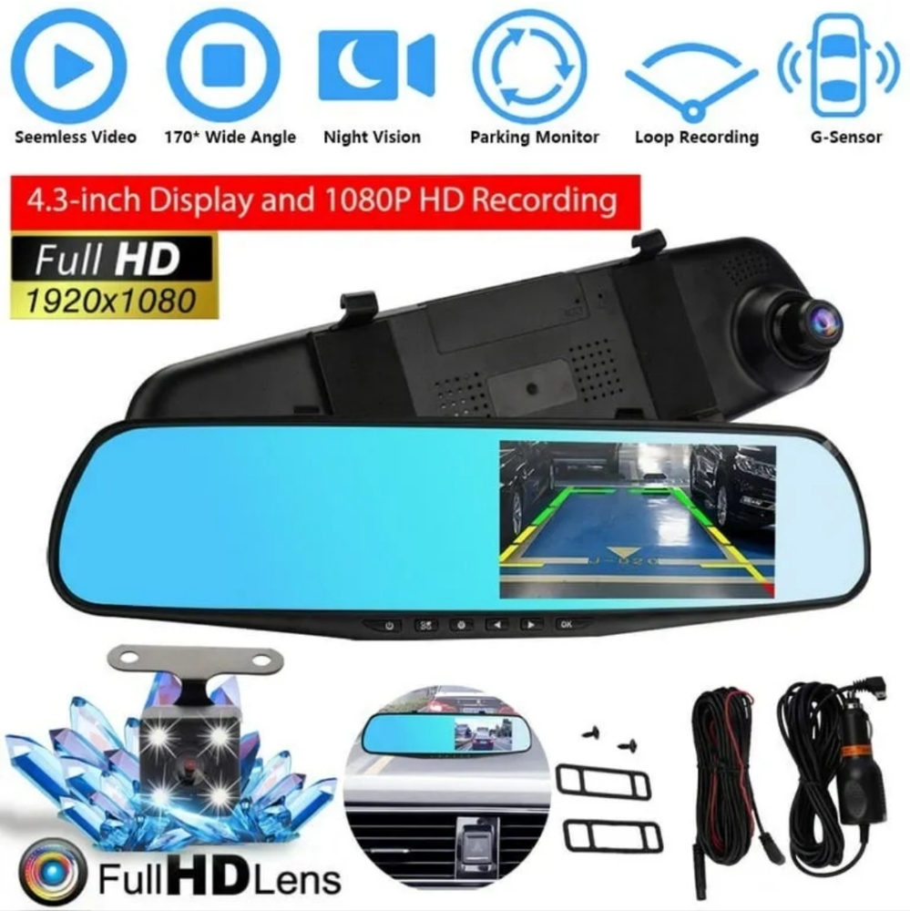 Dual Lens Car DVR Dash Cam Video Recorder G-Sensor 1080P Front and Rear Cam New